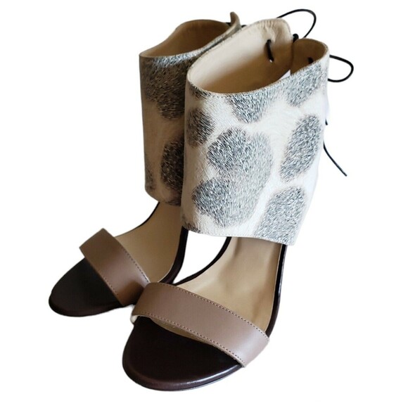 Dee Keller Blake Taupe Ankle Strap Heel Animal Print Boho Size 5.5 Eu 36 - Picture 1 of 7